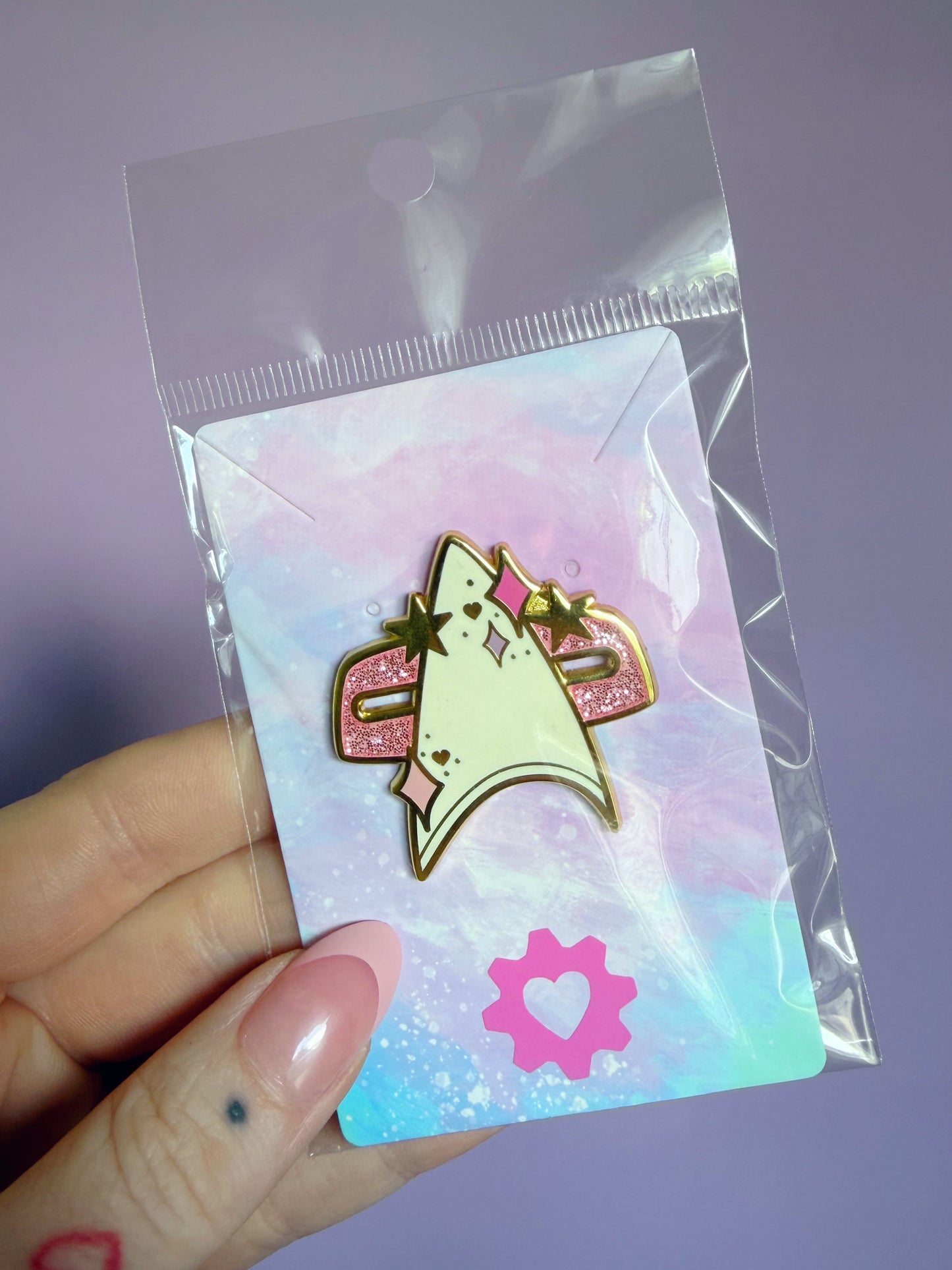 Pink Deep Space Com-Badge Enamel Pin