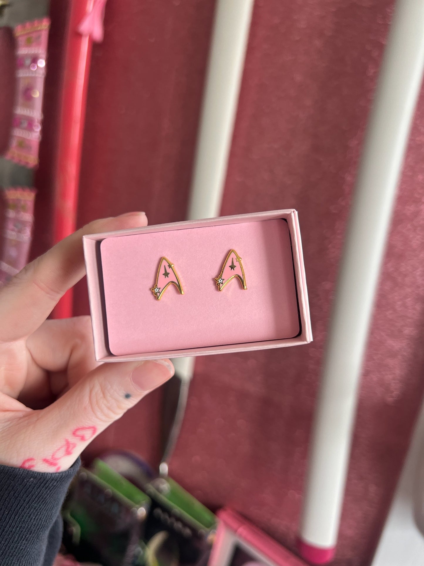Pink Delta Stud Earrings
