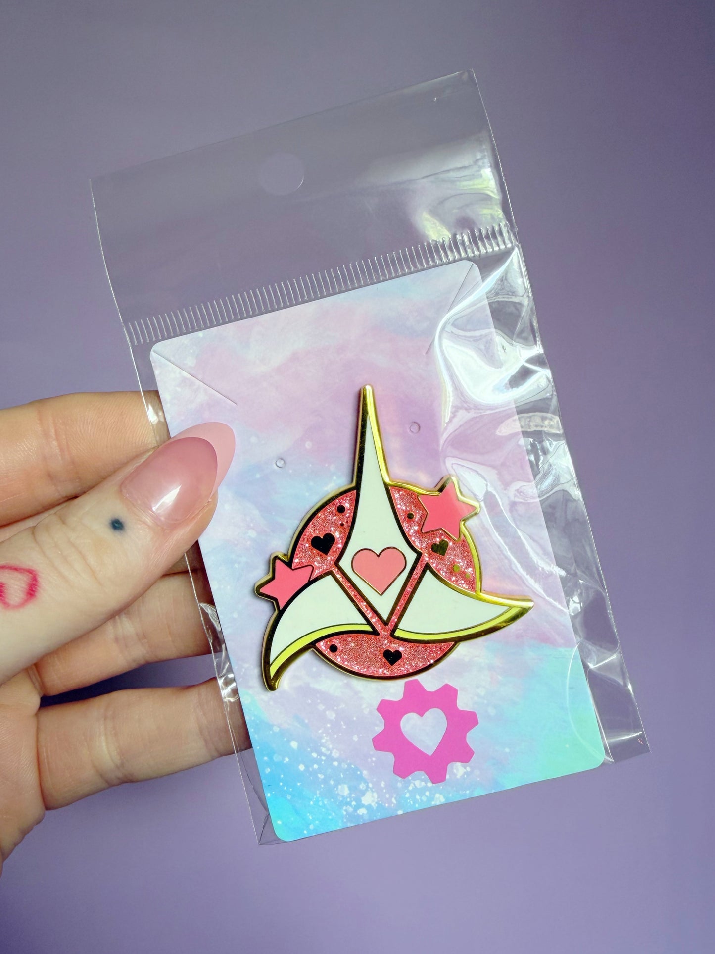 Pink K Magnetic Com-Badge