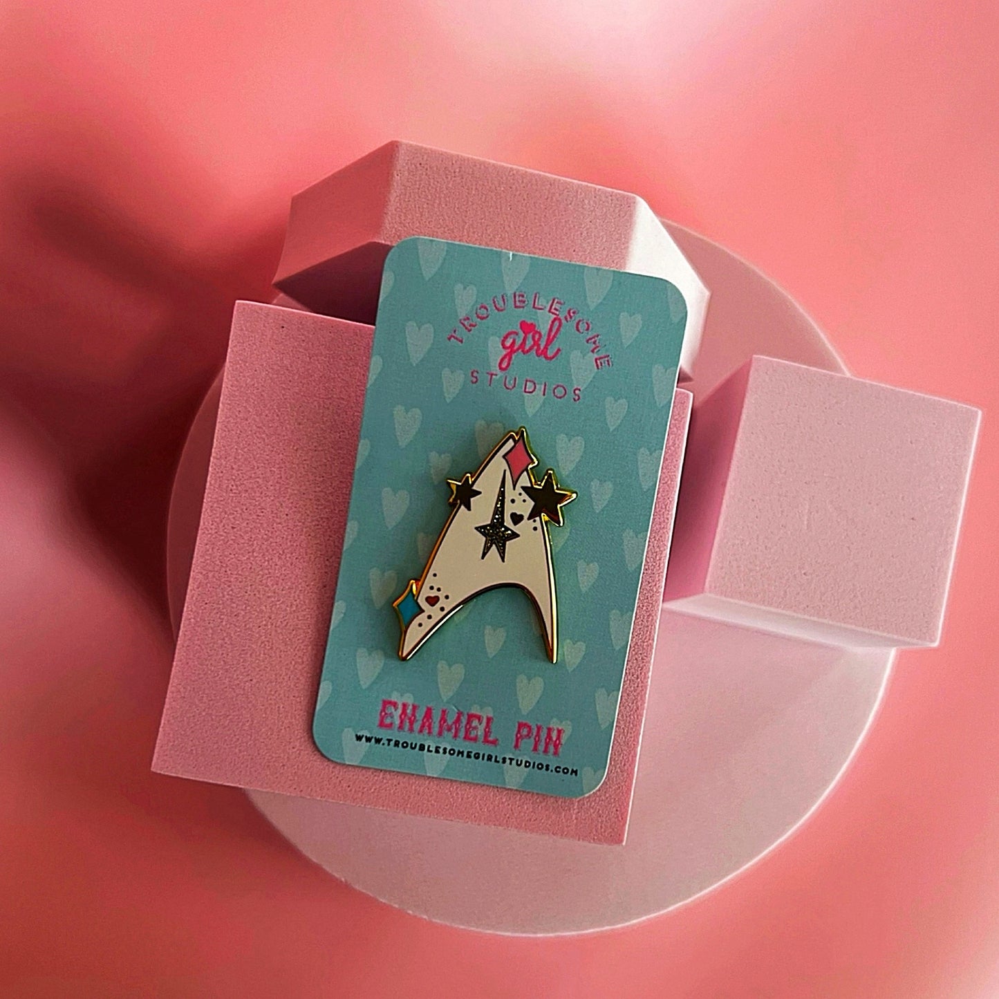 Gold Cutie Combadge Enamel Pin