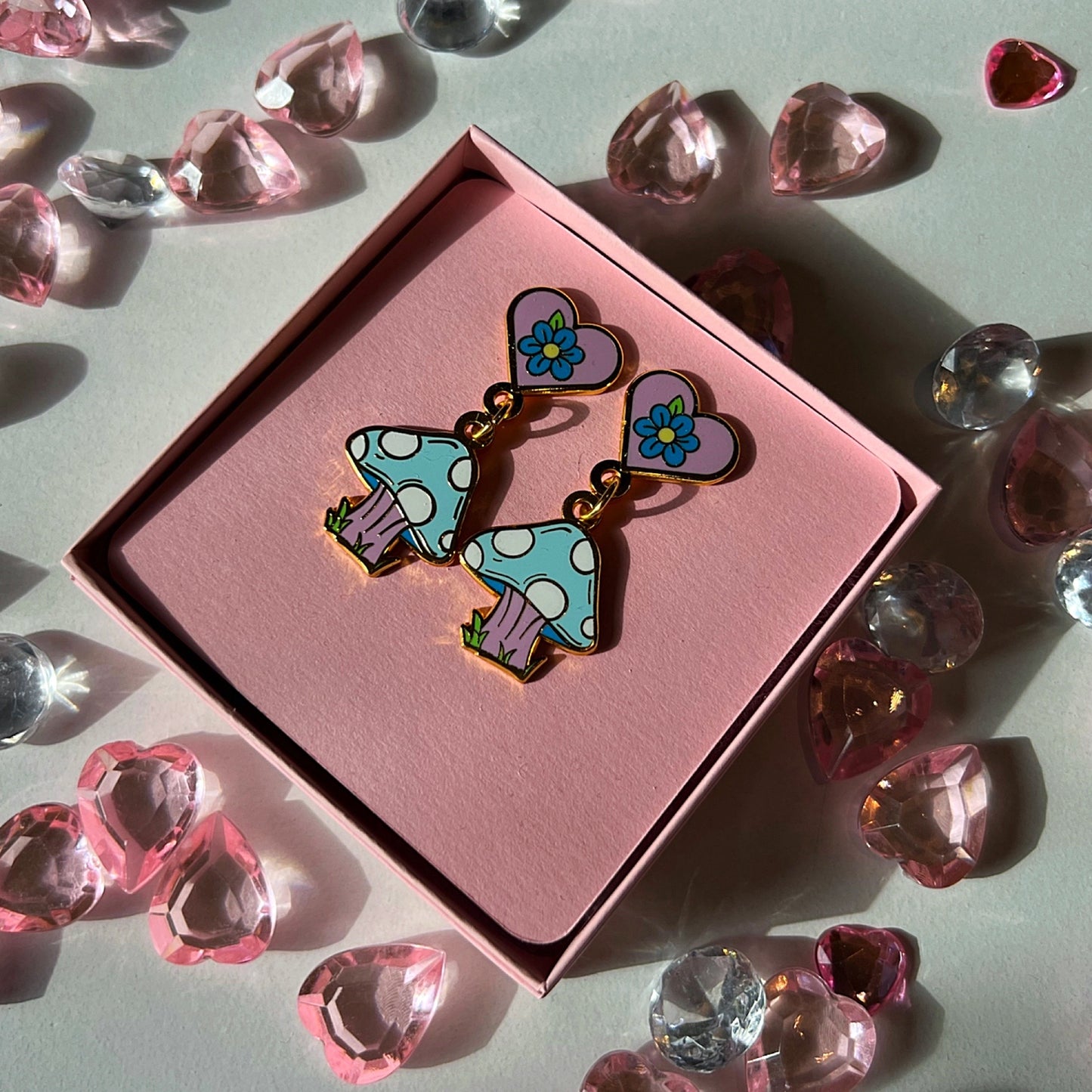 Blue Mushroom Earrings