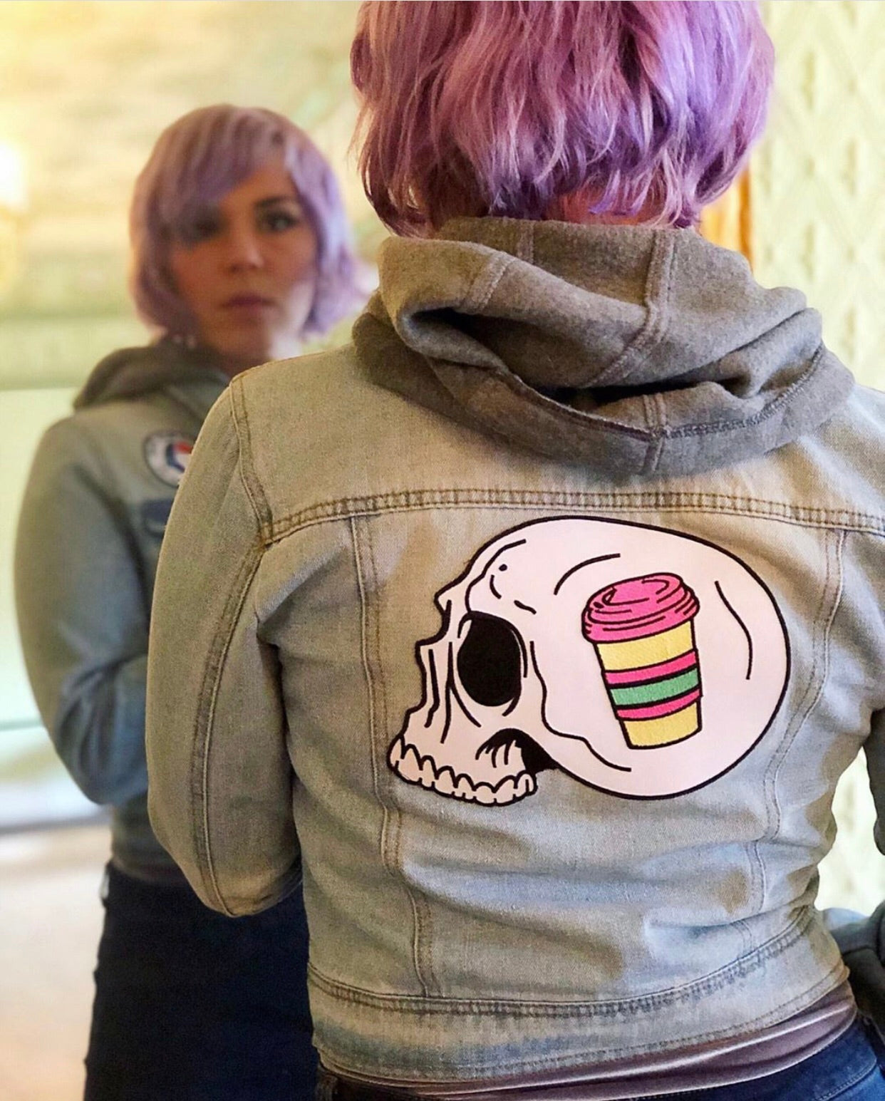 Colorful Coffee Skull Backpatch