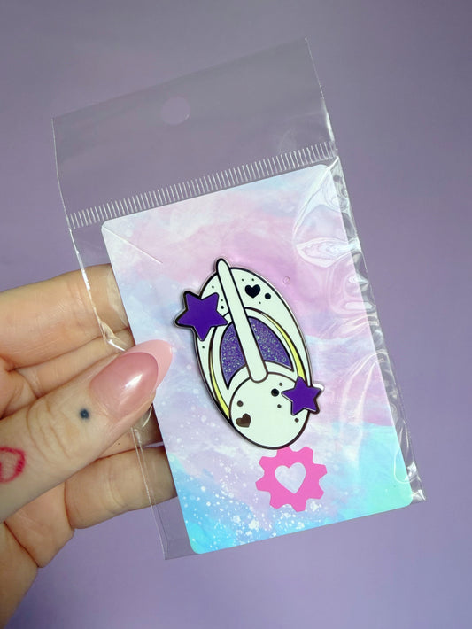 Purple B Magnetic Cutie Com-Badge