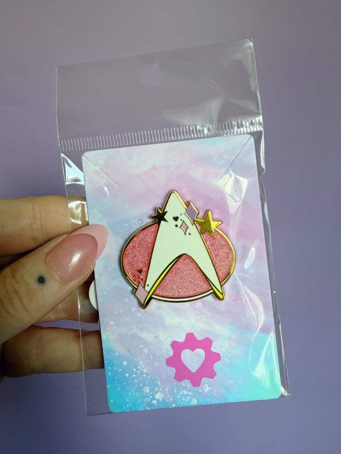 Pink Gen Com-Badge Enamel Pin
