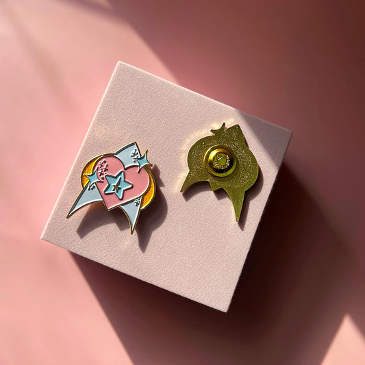 Pink and Blue Magnetic Badge