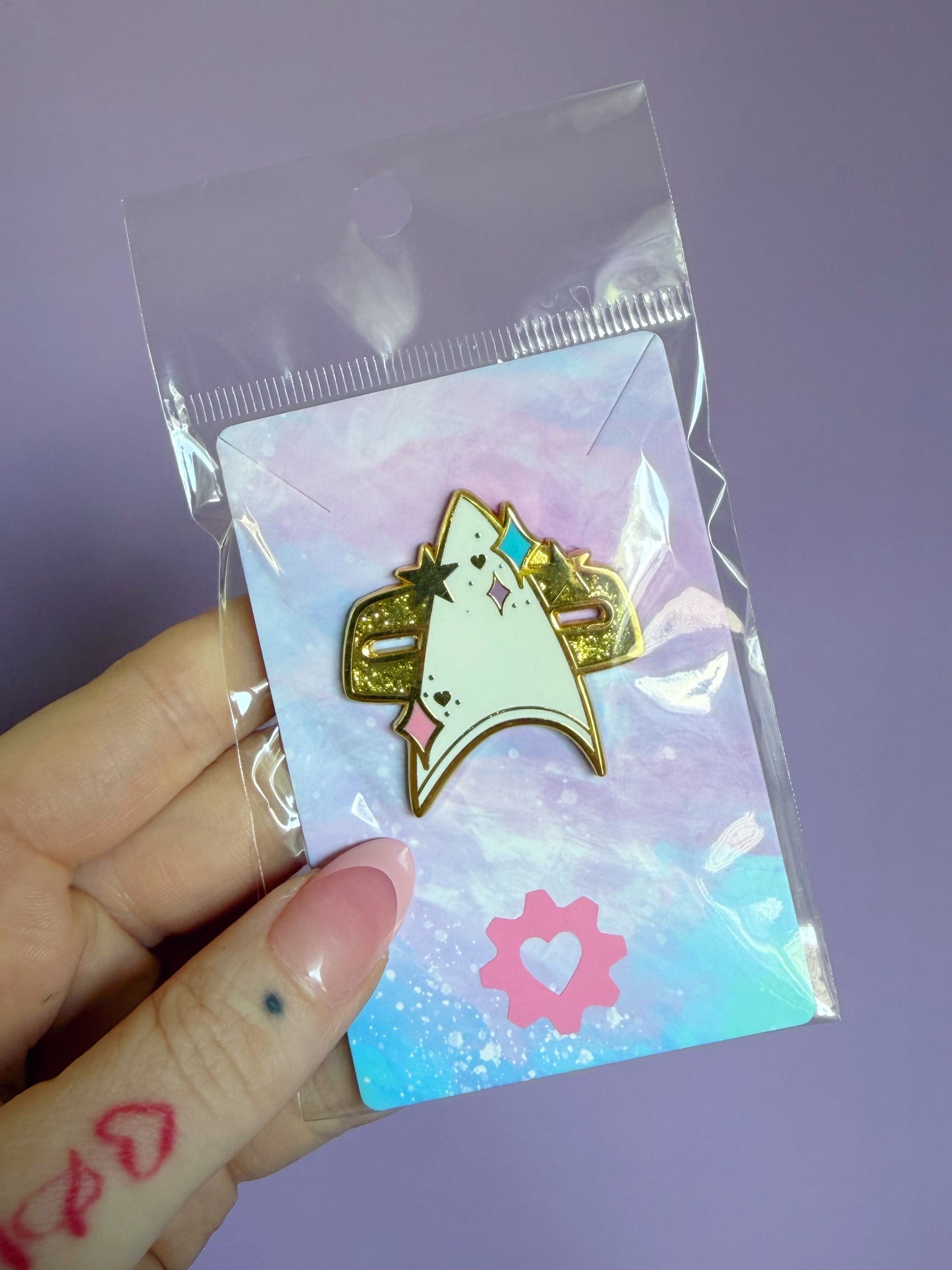 Gold Deep Space Com-Badge Enamel Pin