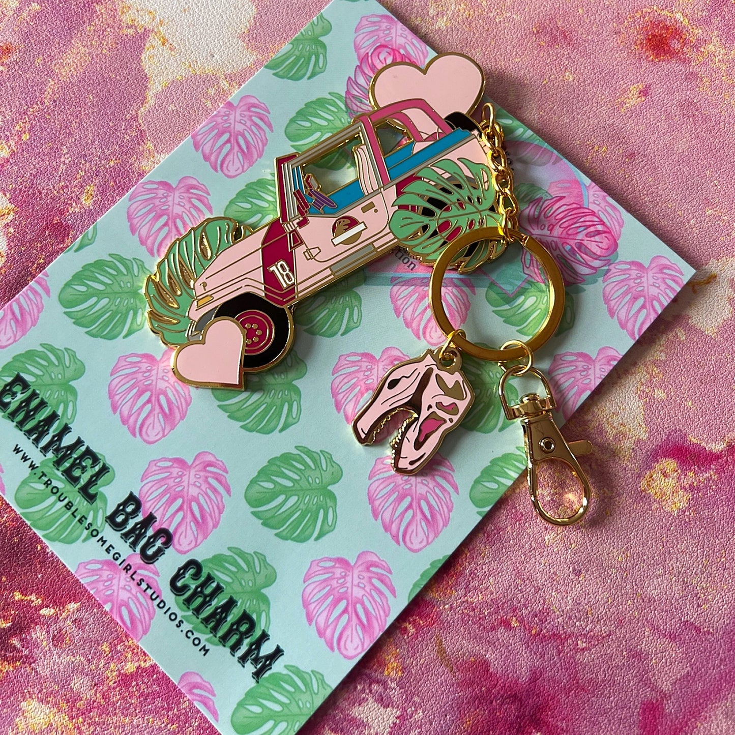 Jurassic Jeep Keychain