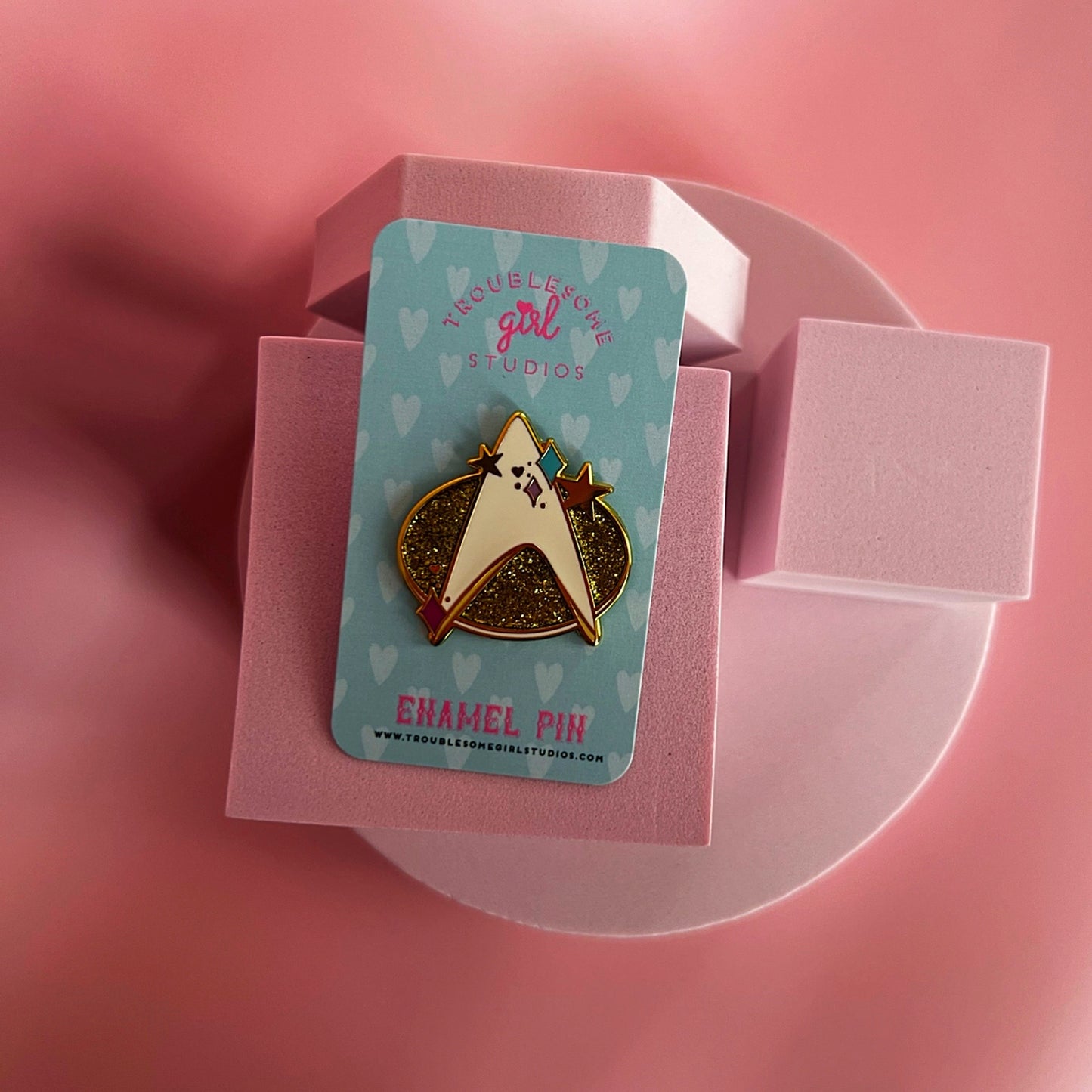 Gold Cutie Combadge Enamel Pin