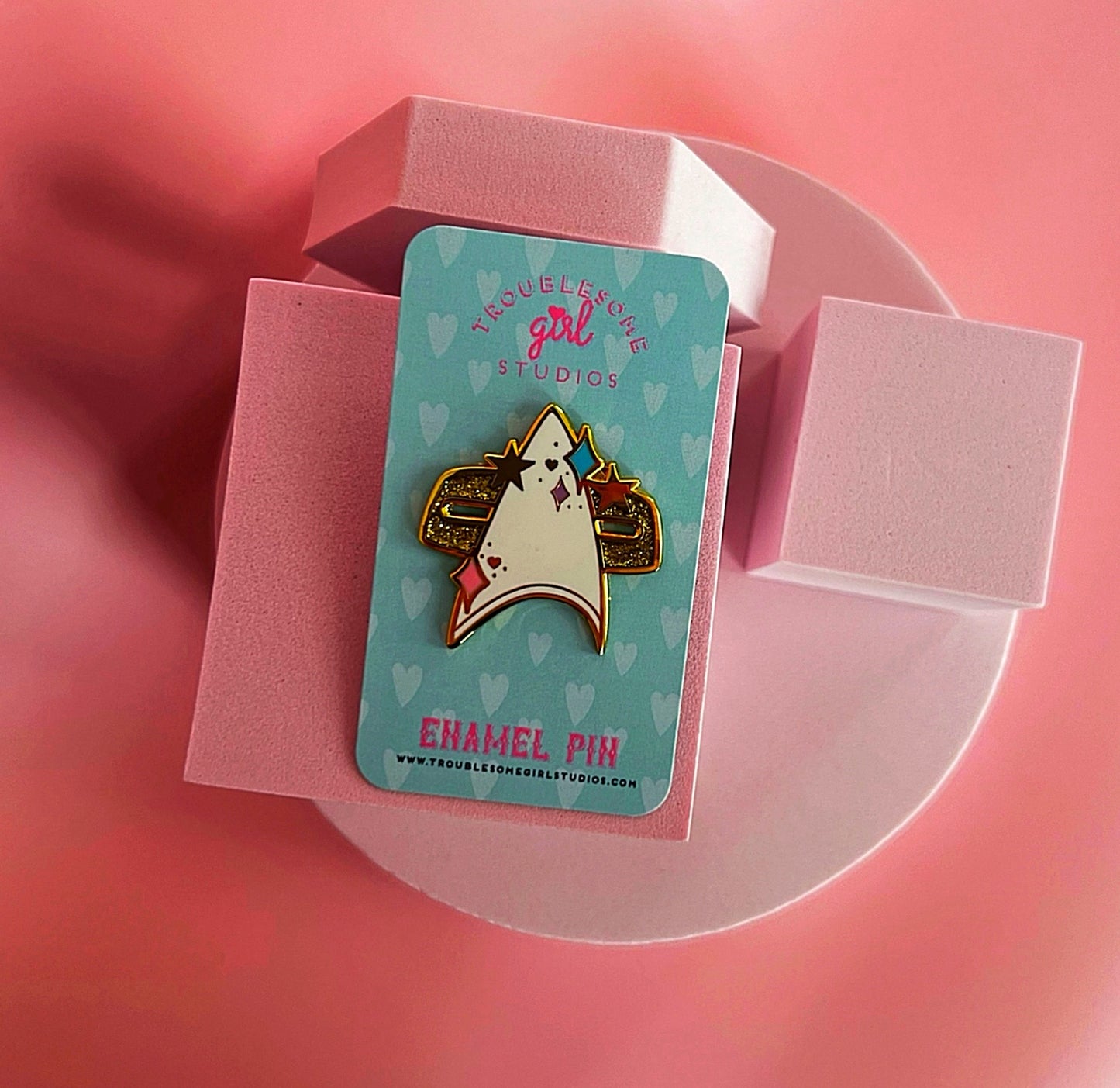 Gold Cutie Combadge Enamel Pin
