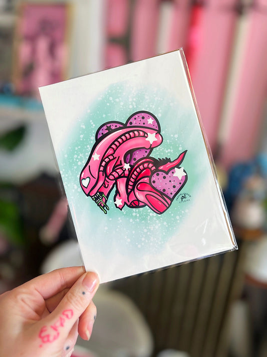 Pink Alien Mini Print