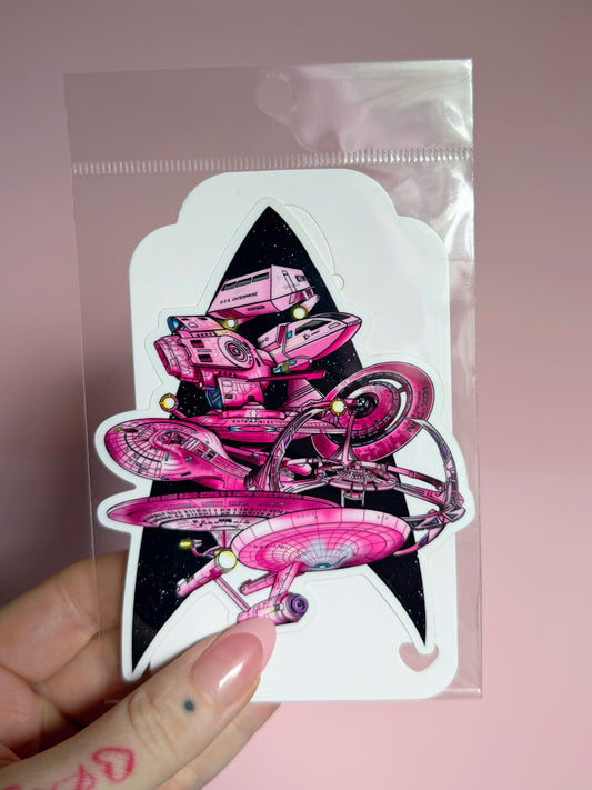 Pink Ships vinyl sticker