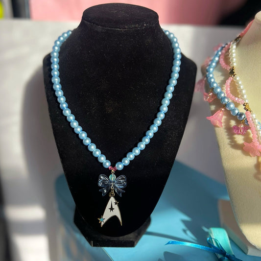 Blue Beaded Trekkie Necklace