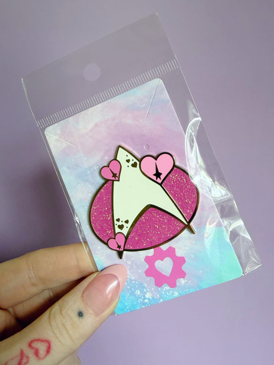 Pink Hearts Magnetic Badge