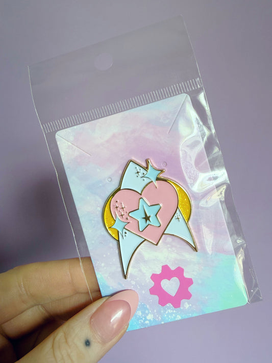 Pink and Blue Magnetic Badge