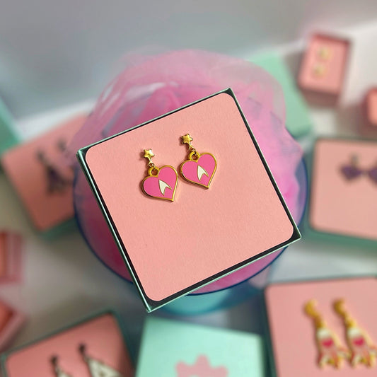 Pink Heart SciFi Earrings