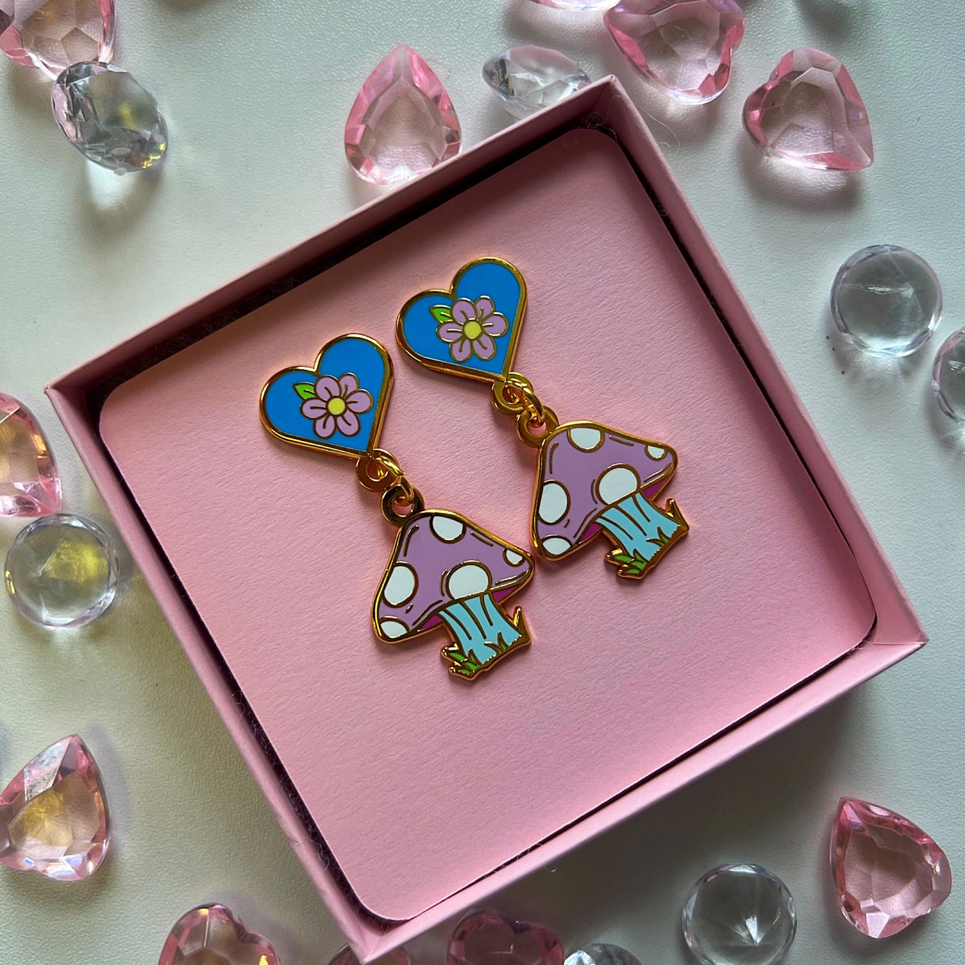 Pink Mushroom Earrings – Troublesome Girl Studios