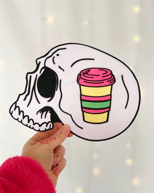 Colorful Coffee Skull Backpatch